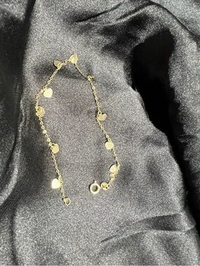14k yellow gold heart charm bracelet